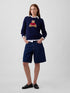 Suéter GAP mujer cuello redondo Bear azul corte recto