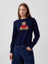 Suéter GAP mujer cuello redondo Bear azul corte recto