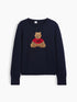 Suéter GAP mujer cuello redondo Bear azul corte recto