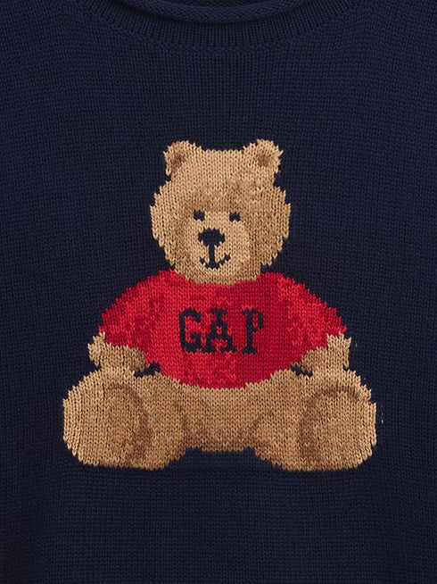 Suéter GAP mujer cuello redondo Bear azul corte recto