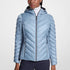 Parka Michael Kors mujer Celeste/monograma azul marino, Chevron Logo Print Quilted Nylon Reversible