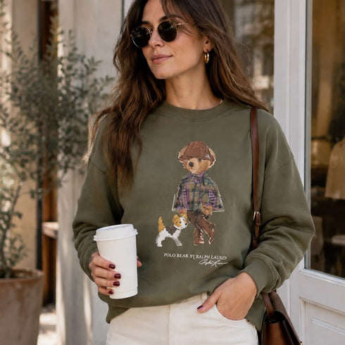 Poleron Polo Bear juvenil de Ralph Lauren verde ( a pedido)