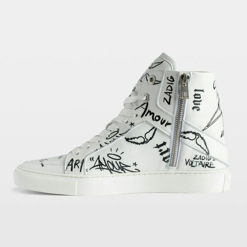 Zapatillas Zadig Voltaire Flash High-Top Graffiti talla 39 mujer (USA 8)