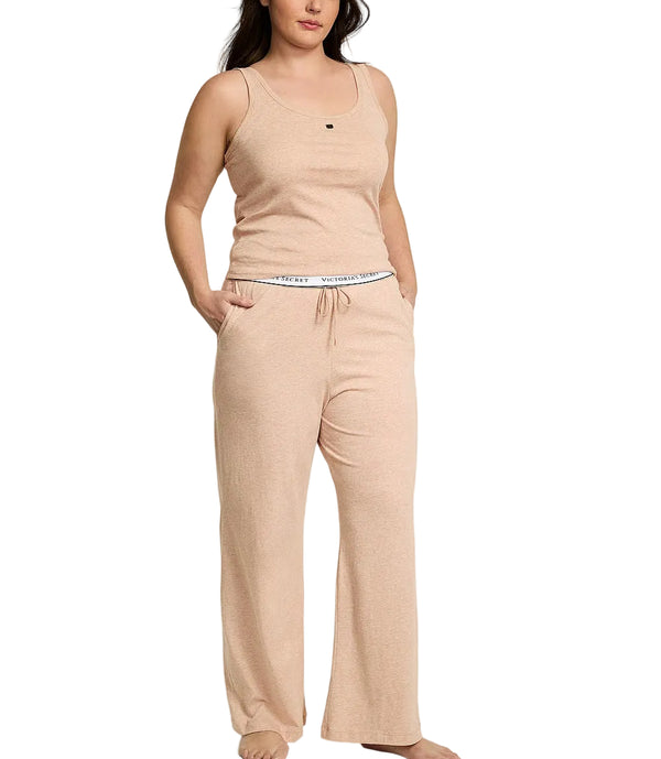 Pijama set Victoria Secret top y pantalón de algodón Nude