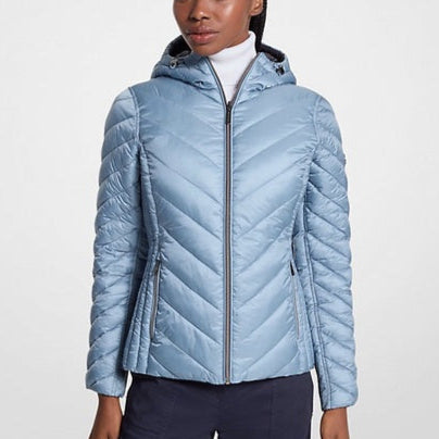 Parka Michael Kors mujer Celeste/monograma azul marino, Chevron